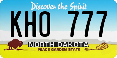 ND license plate KHO777
