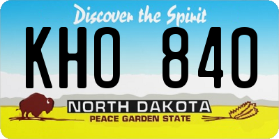 ND license plate KHO840