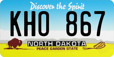 ND license plate KHO867