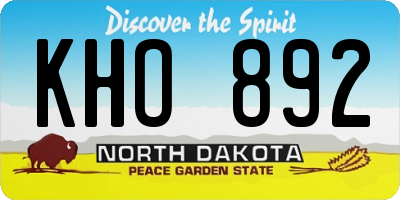 ND license plate KHO892