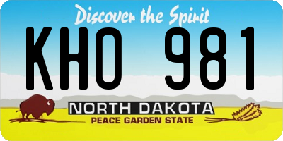 ND license plate KHO981