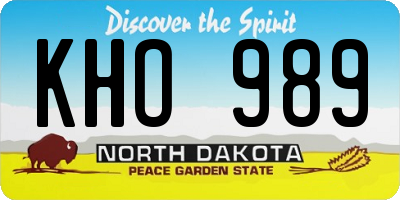 ND license plate KHO989
