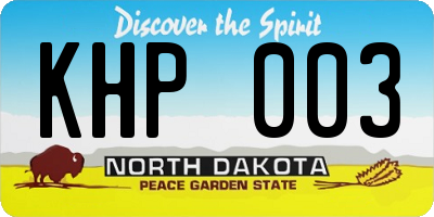 ND license plate KHP003