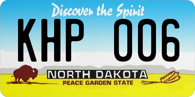 ND license plate KHP006