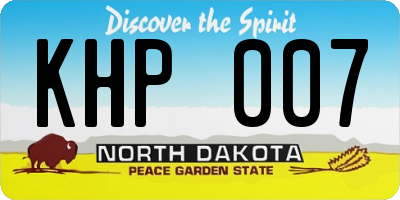 ND license plate KHP007
