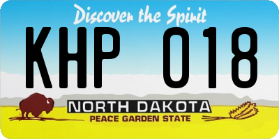 ND license plate KHP018