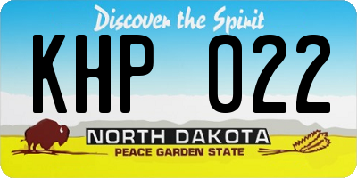 ND license plate KHP022