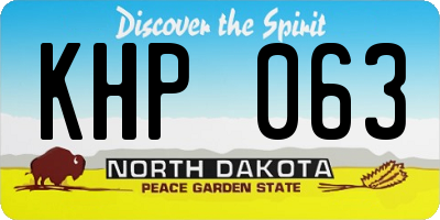 ND license plate KHP063