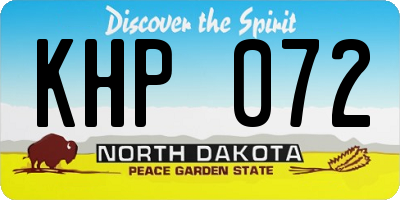 ND license plate KHP072