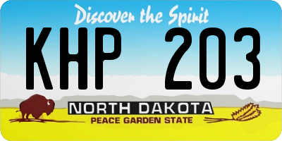 ND license plate KHP203