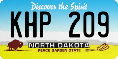 ND license plate KHP209