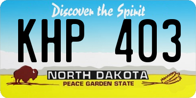 ND license plate KHP403