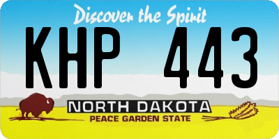 ND license plate KHP443