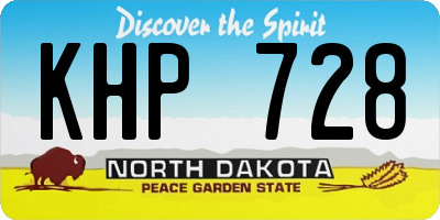 ND license plate KHP728