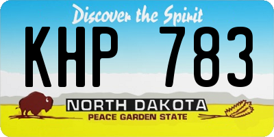 ND license plate KHP783