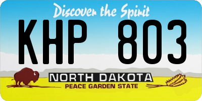 ND license plate KHP803