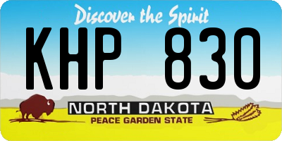 ND license plate KHP830