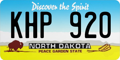 ND license plate KHP920