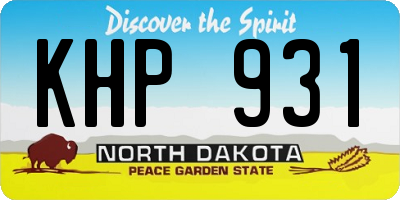 ND license plate KHP931