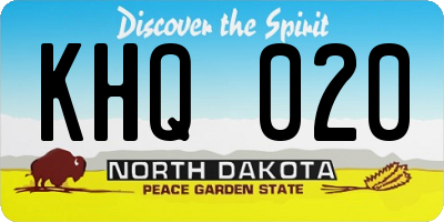 ND license plate KHQ020