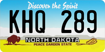 ND license plate KHQ289