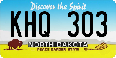 ND license plate KHQ303