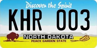 ND license plate KHR003