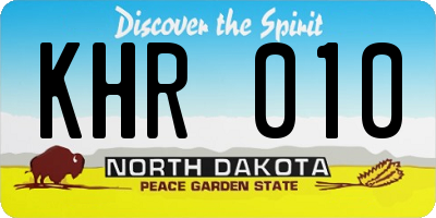 ND license plate KHR010