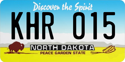 ND license plate KHR015