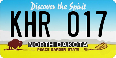 ND license plate KHR017