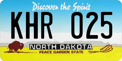 ND license plate KHR025