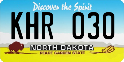 ND license plate KHR030