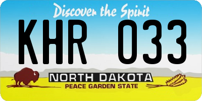 ND license plate KHR033