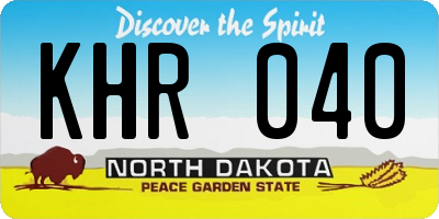 ND license plate KHR040