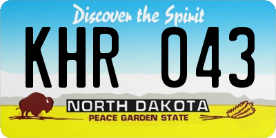 ND license plate KHR043