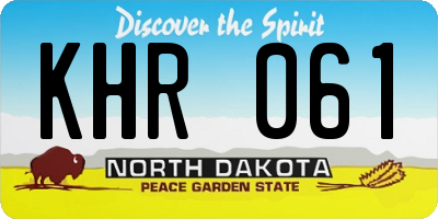 ND license plate KHR061