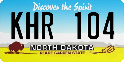 ND license plate KHR104