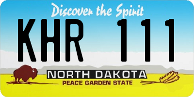 ND license plate KHR111