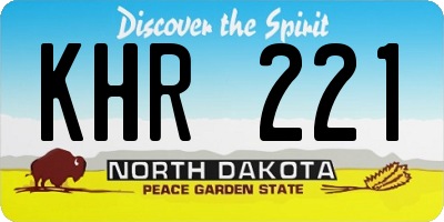 ND license plate KHR221