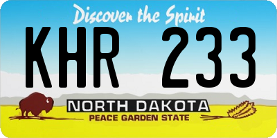 ND license plate KHR233