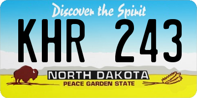 ND license plate KHR243