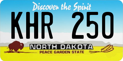 ND license plate KHR250