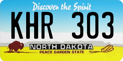 ND license plate KHR303