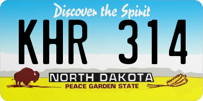 ND license plate KHR314