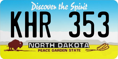 ND license plate KHR353