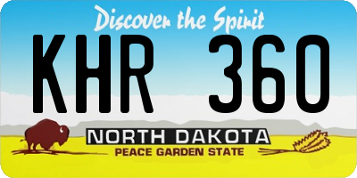 ND license plate KHR360