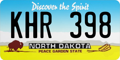 ND license plate KHR398