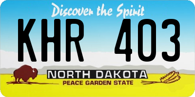 ND license plate KHR403