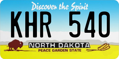 ND license plate KHR540