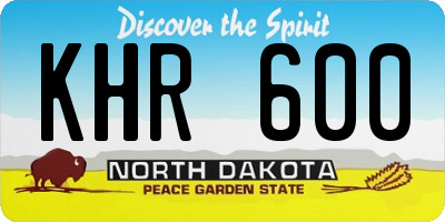 ND license plate KHR600